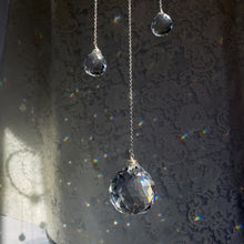 Load image into Gallery viewer, Large Amethyst + Quartz Moon Suncatcher