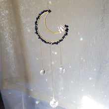 Load image into Gallery viewer, Medium Lapis + Quartz Moon Suncatcher