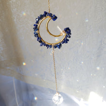 Load image into Gallery viewer, Mini Lapis + Quartz Moon Suncatcher