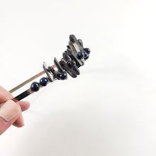 Load image into Gallery viewer, Matte Black Quartz Crystal and Peacock  Fresh Water Pearls Tiara