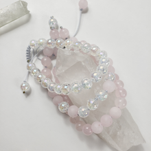 Load image into Gallery viewer, Rose Quartz + Rainbow Aura Quartz Bracelet Options