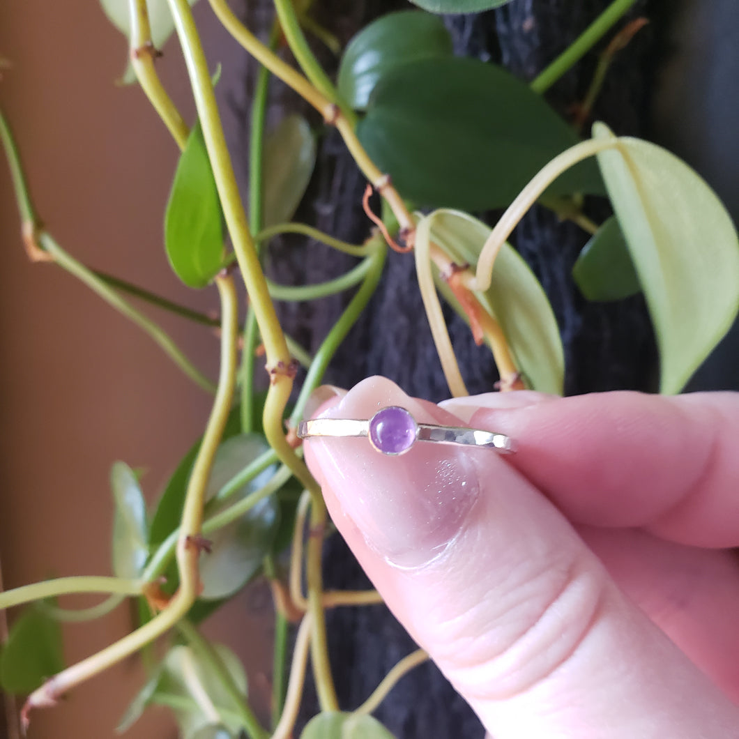 Amethyst Sterling Silver Dainty Stack Ring