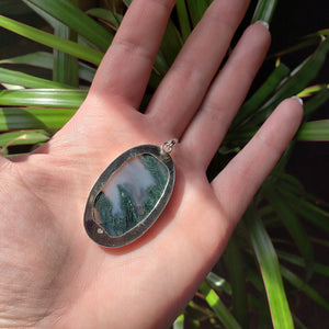 Moss Agate Sterling Silver Necklace