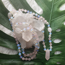 Load image into Gallery viewer, Rose Quartz, Opalite + Aura Quartz Mala
