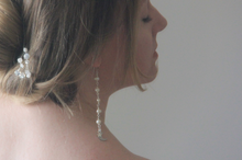 Load image into Gallery viewer, Long Fresh Water Pearl Drop Moon Earrings
