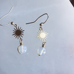 Mini Sun & Opalite Earrings