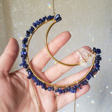 Load image into Gallery viewer, Medium Lapis + Quartz Moon Suncatcher
