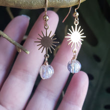 Load image into Gallery viewer, Mini Sun &amp; Aura Quartz Earrings
