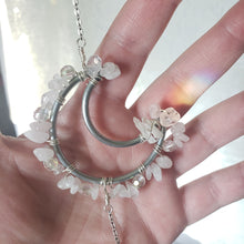 Load image into Gallery viewer, Mini Rose Quartz + Quartz Moon Suncatcher
