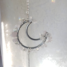 Load image into Gallery viewer, Mini Rose Quartz + Quartz Moon Suncatcher
