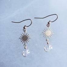 Load image into Gallery viewer, Mini Sun &amp; Aura Quartz Earrings
