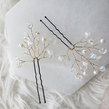 Load image into Gallery viewer, Opalite, Crystal &amp; Pearl Hair Pins
