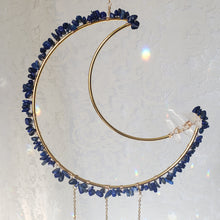 Load image into Gallery viewer, Large Lapis + Quartz Moon Suncatcher
