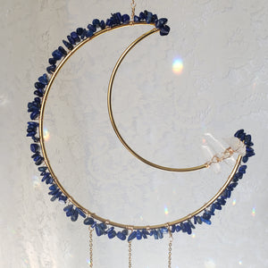 Large Lapis + Quartz Moon Suncatcher