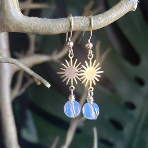 Mini Sun & Opalite Earrings