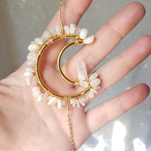 Load image into Gallery viewer, Mini Moonstone + Quartz Moon Suncatcher

