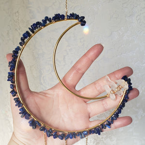 Large Lapis + Quartz Moon Suncatcher