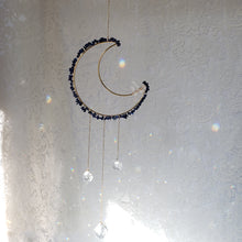 Load image into Gallery viewer, Large Lapis + Quartz Moon Suncatcher
