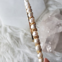 Load image into Gallery viewer, Fresh Water Pearl Gold Headband
