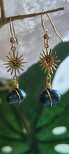 Load image into Gallery viewer, Alien Sun + Peacock Pearl Earrings

