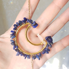 Load image into Gallery viewer, Mini Lapis + Quartz Moon Suncatcher
