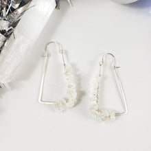 Load image into Gallery viewer, Small Rectangle Moonstone Hoops
