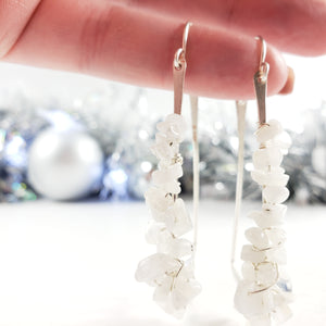 Small Rectangle Moonstone Hoops