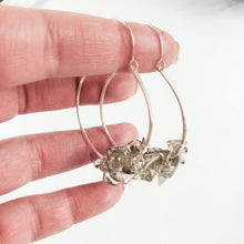 Load image into Gallery viewer, Small Smokey Quartz Cluster Hoops
