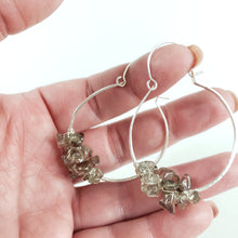 Load image into Gallery viewer, Small Smokey Quartz Cluster Hoops
