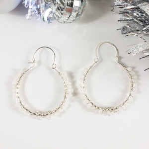 Small Moonstone Gemstone Hoops