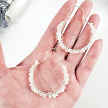 Load image into Gallery viewer, Small Moonstone Gemstone Hoops
