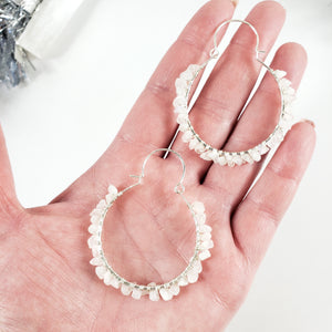 Small Moonstone Gemstone Hoops