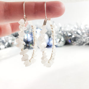 Small Moonstone Gemstone Hoops