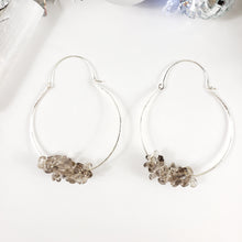 Load image into Gallery viewer, Large Smokey Quartz Cluster U Hoops
