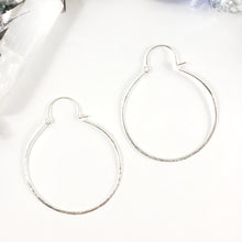 Load image into Gallery viewer, Large Hammered Sterling Silver Plated Hoops

