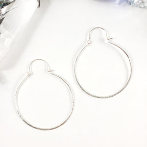 Large Hammered Sterling Silver Plated Hoops