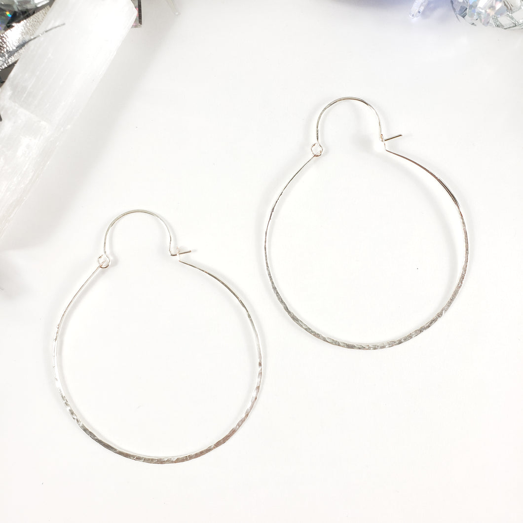 Large Hammered Sterling Silver Hoops