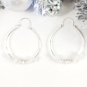 Large Moonstone Hoops