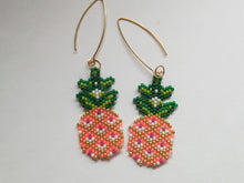 Load image into Gallery viewer, Pineapple Fruit Seed Bead Woven Earrings
