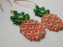 Load image into Gallery viewer, Pineapple Fruit Seed Bead Woven Earrings
