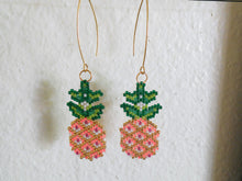 Load image into Gallery viewer, Pineapple Fruit Seed Bead Woven Earrings
