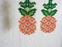 Load image into Gallery viewer, Pineapple Fruit Seed Bead Woven Earrings
